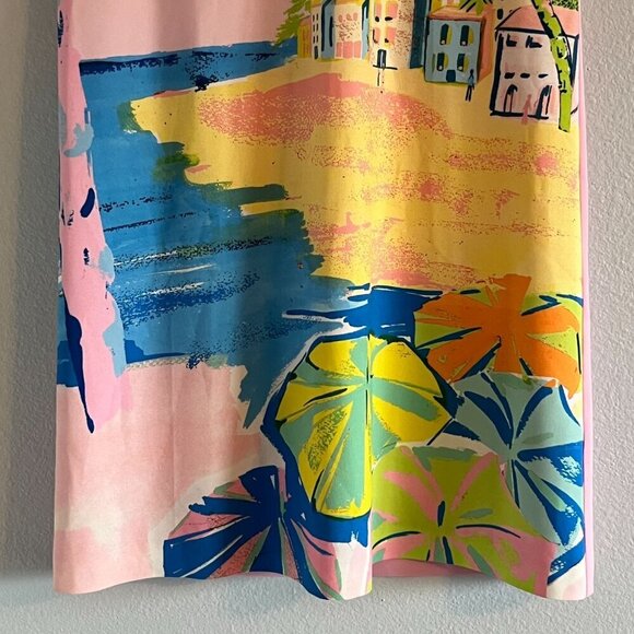 Boutique Moschino Holiday Graphic Print Sleeveless Shift Mini Dress Pink‎ 6 - Picture 4 of 14